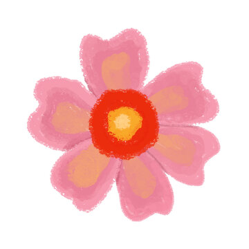 Handdrawn Oil Pastel Drawing Of Flower
