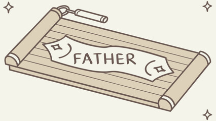 Fototapeta premium Father's day scroll gift idea for dad, vintage paper with father message, celebration present for father 100