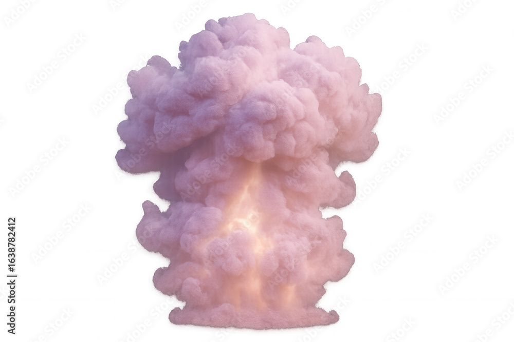 Poster pink explosion creating mushroom cloud with transparent background, perfect for compositing and visu