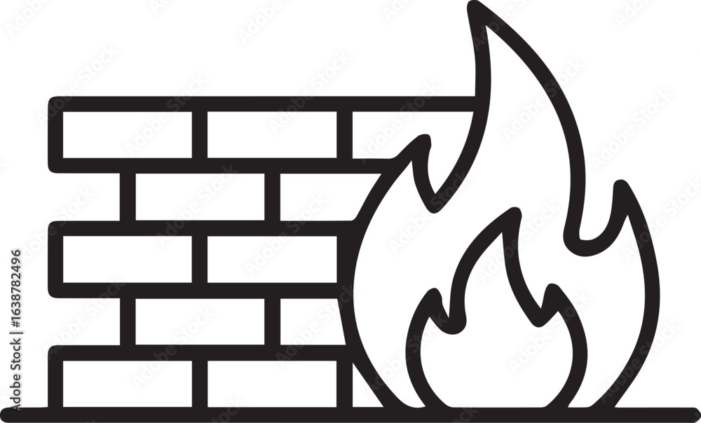 Poster dynamic firewall icon illustrating robust online security and data protection, perfect for technolog