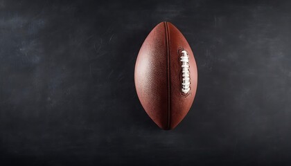 arms and ball of Football player man player holding american football on black blackboard texture background with copy space for text or design. Panoramic banner, created with generative ai