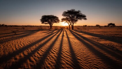Obraz premium Desert sunset, long shadows stretching across sand