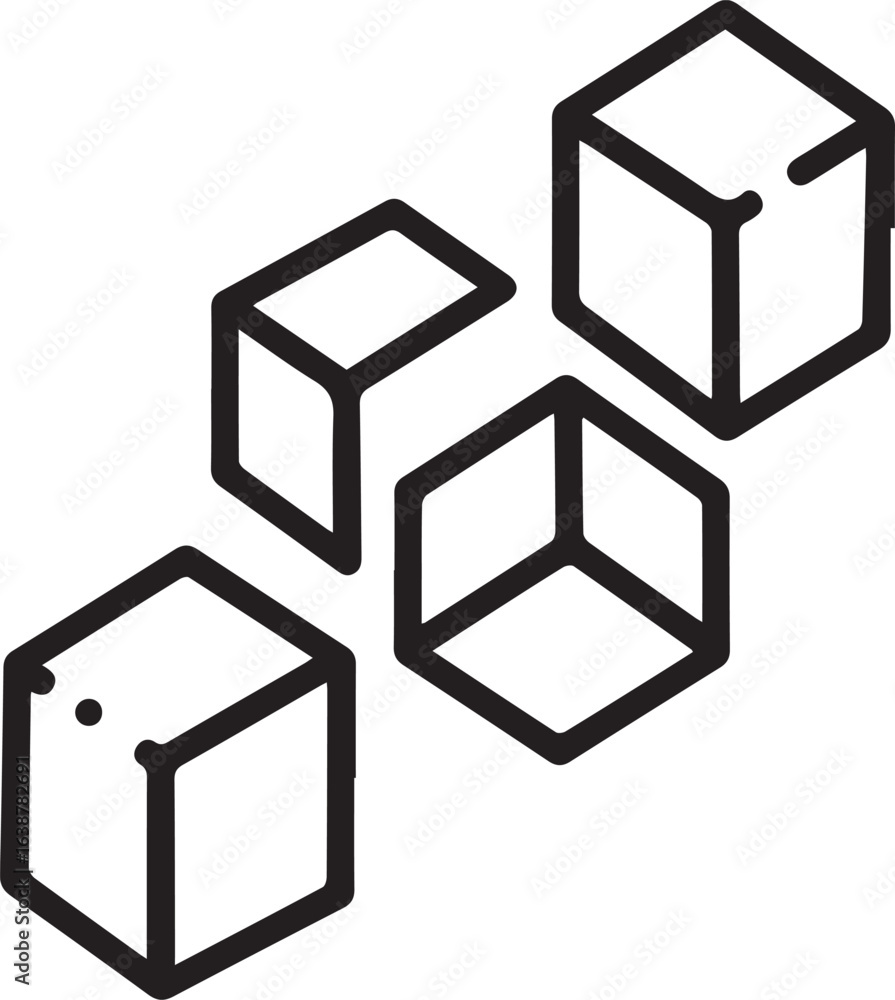 Poster dynamic geometric cubes floating in creative composition, perfect for modern design projects and inn