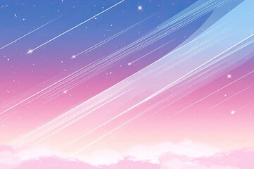 Pastel sky with shooting stars and clouds.  A soft, dreamlike scene of a twilight sky filled with streaks of light, suggesting shooting stars, against a backdrop of pastel pink and purple hues.
