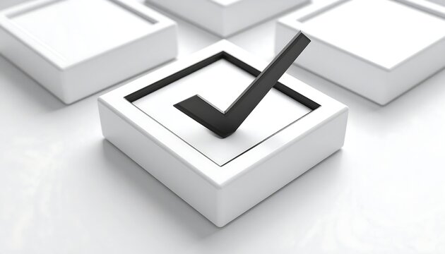 3D rendering of a checkmark in a box among others