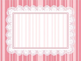 Pink striped background with ornate lace frame (1)