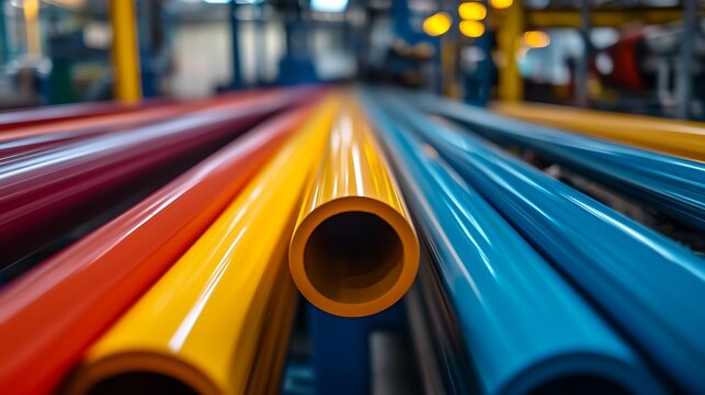 Colorful Pipes Abstract Industrial Background Close Up