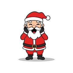 Simple Cute Santa Claus Kids Vector Sticker Characters