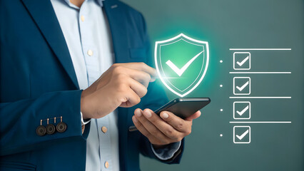 businessman with check mark