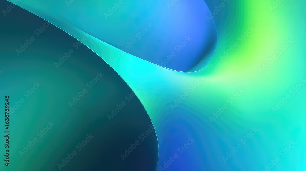 Poster captivating smooth abstract background with flowing gradient curves in vibrant teal, aqua, and lime 