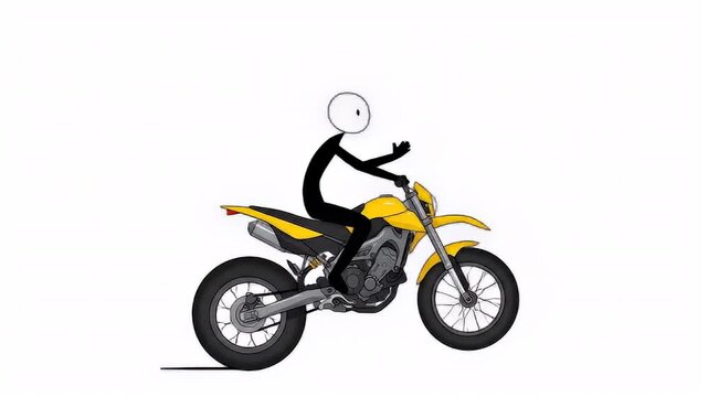 Stick figure sitting upright on motorcycle