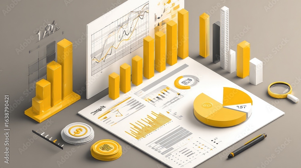 Poster visualize financial growth and success with dynamic business analytics charts, graphs, and data insi