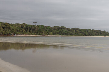 paradisiac beach in Bertioga São Paulo, with cloudy sky a beautiful and calm place.