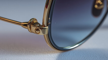 A pair of sunglasses with a gold frame