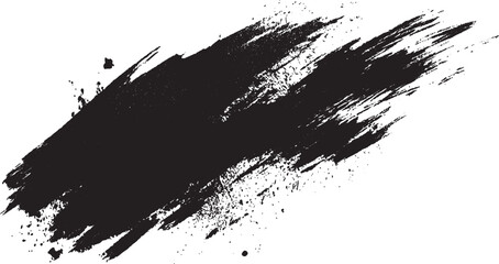 Black big long brush strokes set isolated on a white background. Vector illustration.