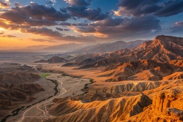 Naklejka premium Desert Canyon Landscape at Sunset