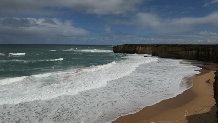 Waves Crashing on the Scenic Beach of the Great Ocean Road, Australia