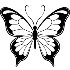 Elegant Butterfly Tattoo Vector Clean Monochrome Line Art Illustration