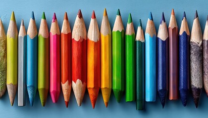 Row of colored pencils