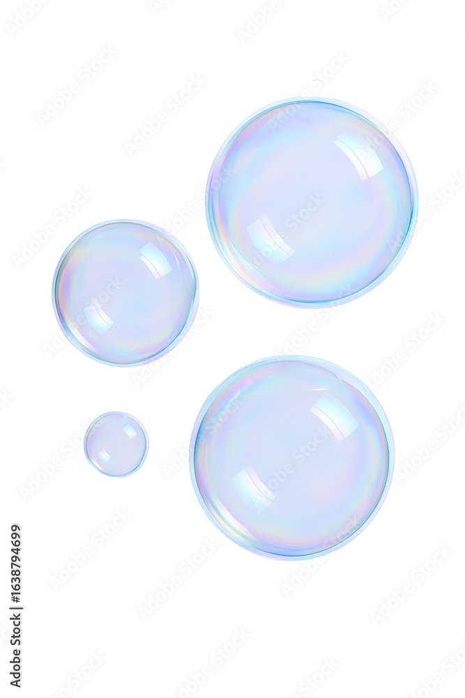 Poster iridescent spheres of light and color: a collection of translucent bubbles displaying rainbow hues