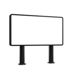 Obraz premium Black billboard with two posts for advertisement isolated on transparent background