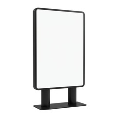 Blank black billboard with empty display screen isolated on transparent background