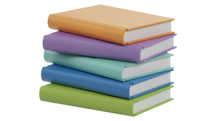 Stack of books with vibrant covers, ideal for educational content, study resources, or creative projects, showcasing learning and colorful design elements