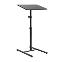 Dark adjustable presentation stand with square top isolated on transparent background