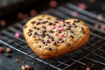 Heart Shaped Chocolate Chip Cookie Cooling Rack Sprinkles Valentine s Day