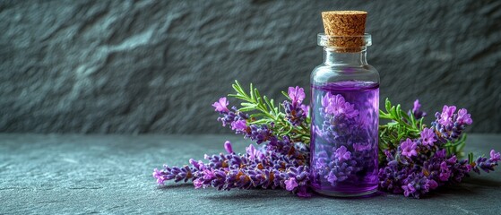Lavender Essential Oil in Glass Bottle