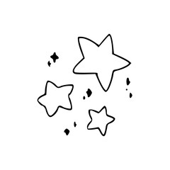 hand-drawn star doodle set