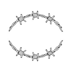 barbed wire oval frame