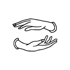 Obraz premium minimalist hand gestures of holding and presenting