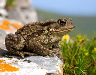 Obraz premium Toad perched on rock