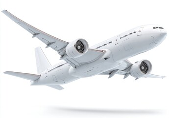 Obraz premium White jet airliner in flight against white