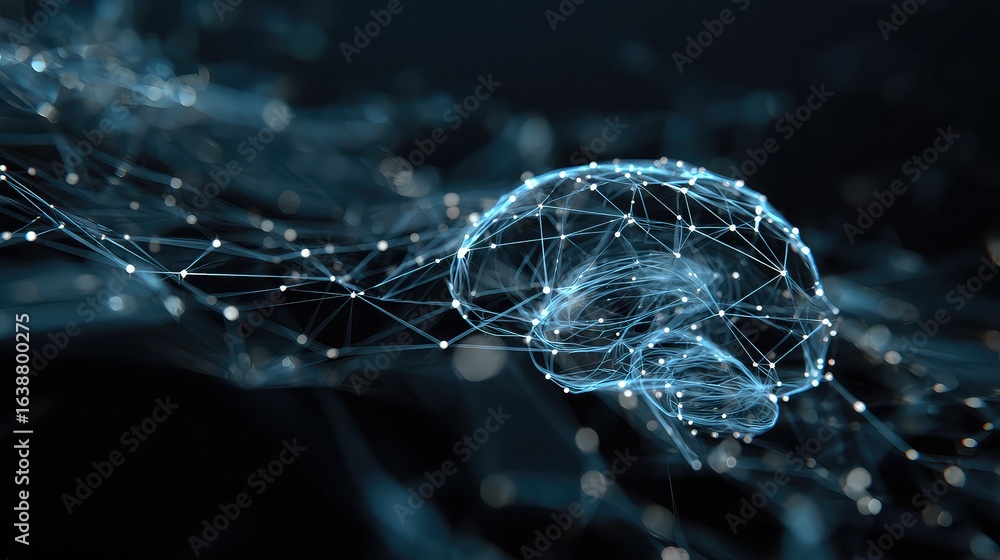 Fototapete dynamic neural network visualization representing artificial intelligence and complex data connectio