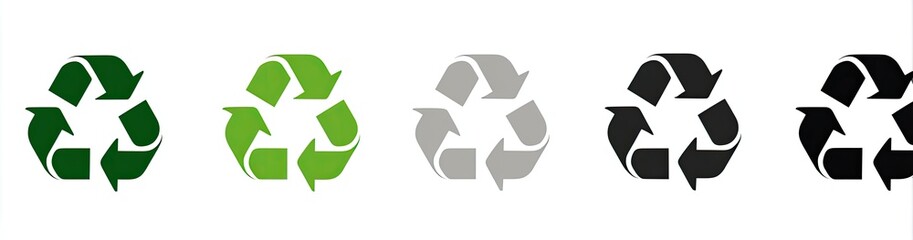 Four variations of a recycling symbol