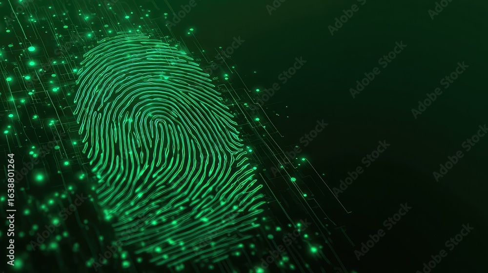 Poster unlock digital security with advanced biometric fingerprint scanning technology, ensuring personaliz