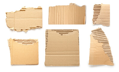 Many pieces of cardboard on white background