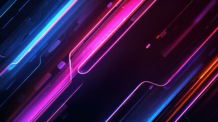 Dynamic abstract neon light streaks create a vibrant futuristic backdrop, perfect for technology and gaming themes, evoking energy and innovation.