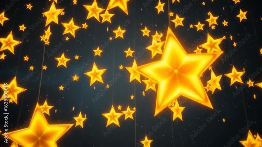 Poster golden stars abstract motion background loop animation for celebration event
