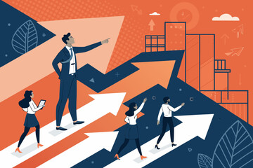 Gorgeous Leader Guiding Team Through Maze Growt Polished Creative Content Contemporary Modern Flair Excellent for Visual Communication Artistic Photography Masterpiece Creation Creative Asset