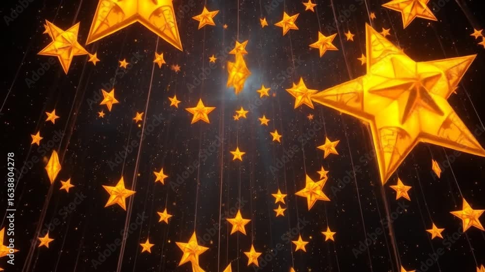 Poster golden stars falling background loop animation for celebrations and events