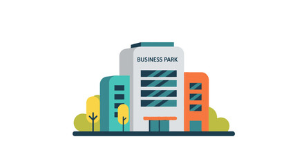 Obraz premium A minimal, clean illustration of a business park set against a white backdrop