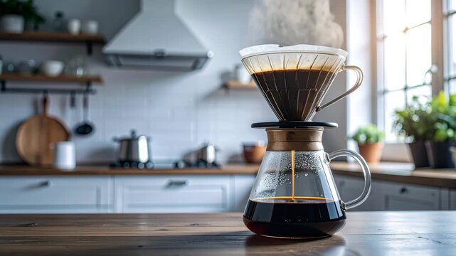 slow drip coffee in the kitchen