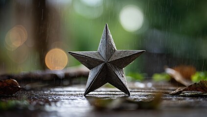 Rustic star in the rain