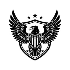 Fototapeta premium Eagle Logo with Shield and Stars