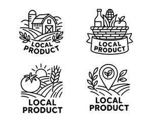 Fototapeta premium Set of Four Local Product Line Art Icons Vector Illustration