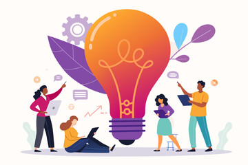 Gorgeous Brainstorming Under Giant Glowing Lightbulb Designer Choice Collection Clean Minimalist Design Perfect for Social Media Content Professional Grade Creative Asset Collection Creative Asset