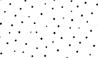 A scattered, simple pattern of black dots on a white background.  The dots vary slightly in size and are unevenly distributed, creating a subtle visual texture